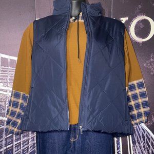Blue Front Zip Quilted Vest